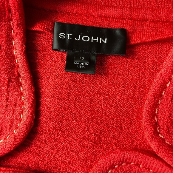 ST. JOHN RED KNIT BUTTON FRONT JACKET 10 - Picture 4 of 5